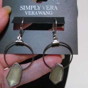 Simply Vera Verawang silver tone pierced earrings glass stone new